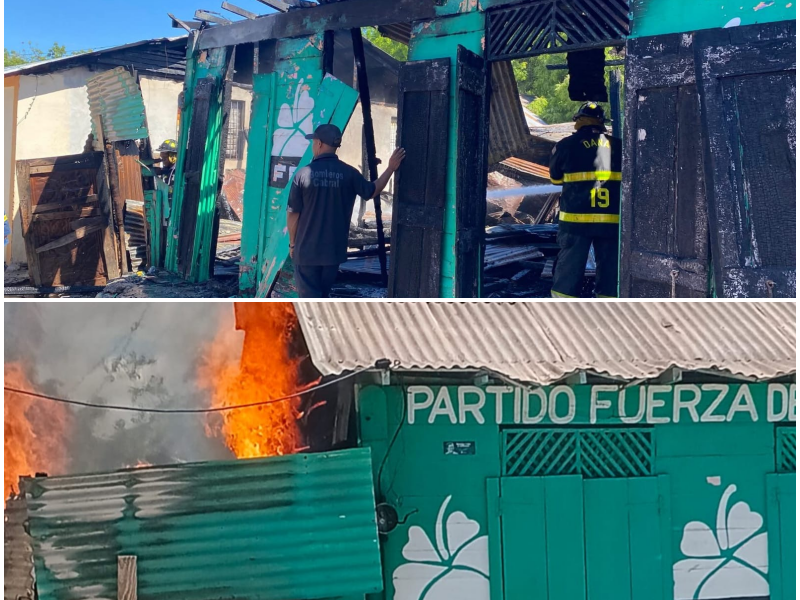 Incendio en local de Fuerza del Pueblo