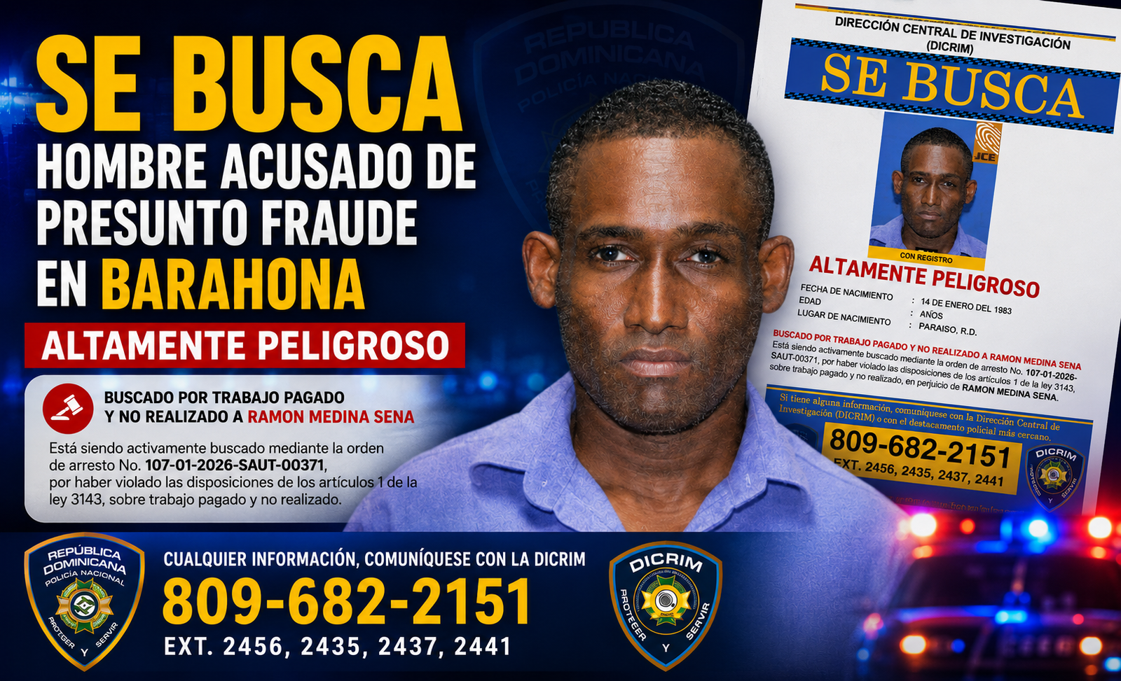 hombre buscado en Barahona