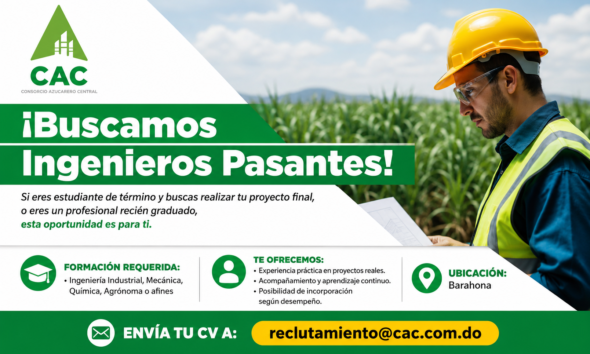 Consorcio Azucarero Central abre convocatoria para ingenieros pasantes en Barahona