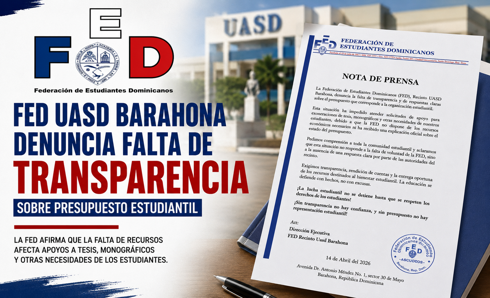 presupuesto de la Federación de Estudiantes