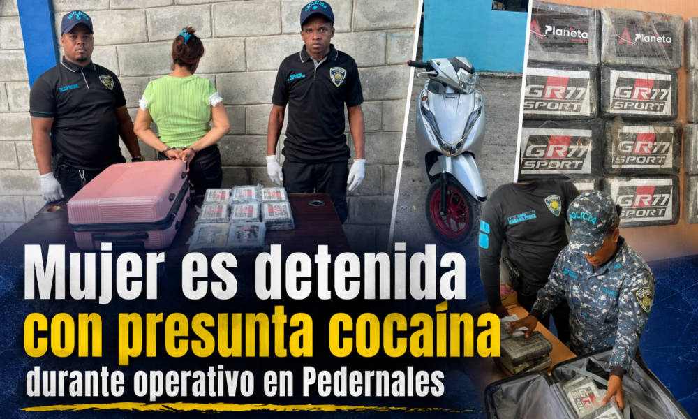 mujer detenida con presunta cocaína en Pedernales