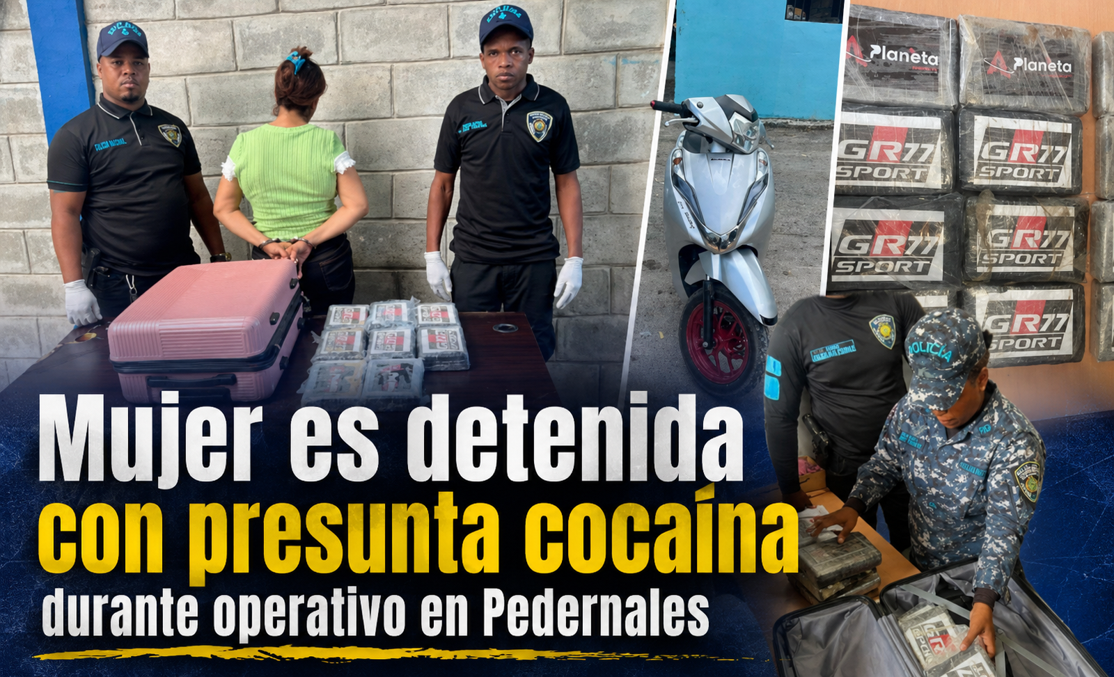 mujer detenida con presunta cocaína en Pedernales