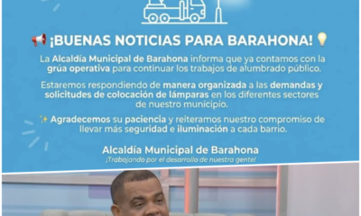 Alcaldía de Barahona retoma trabajos de alumbrado público con nueva grúa operativa
