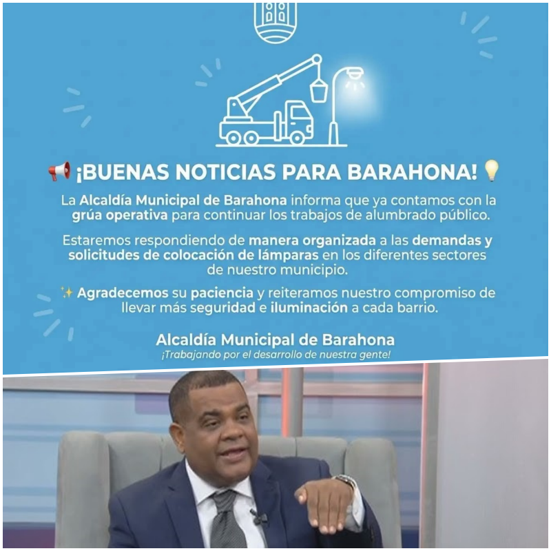 Alcaldía de Barahona retoma trabajos de alumbrado público con nueva grúa operativa