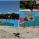 Alcaldía de Villa Central concluye pintura de cancha de baloncesto en el Bulevar María Montez