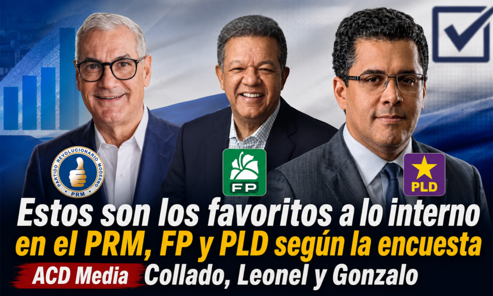 Estos son los favoritos a lo interno en el PRM, FP y PLD según la encuesta ACD Media Collado, Leonel y Gonzalo