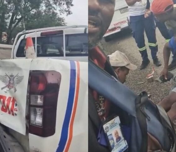 Haitiano se estrella contra guagua de Comipol en Bonao y queda tirado en el pavimento