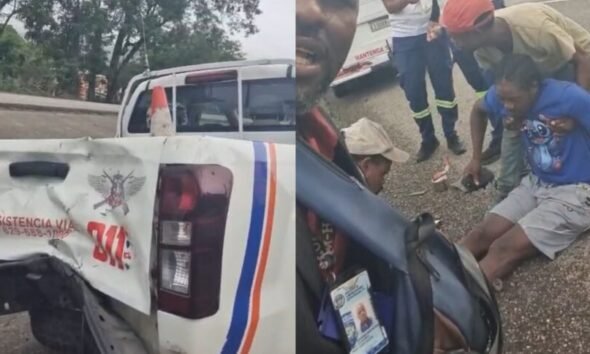 Haitiano se estrella contra guagua de Comipol en Bonao y queda tirado en el pavimento
