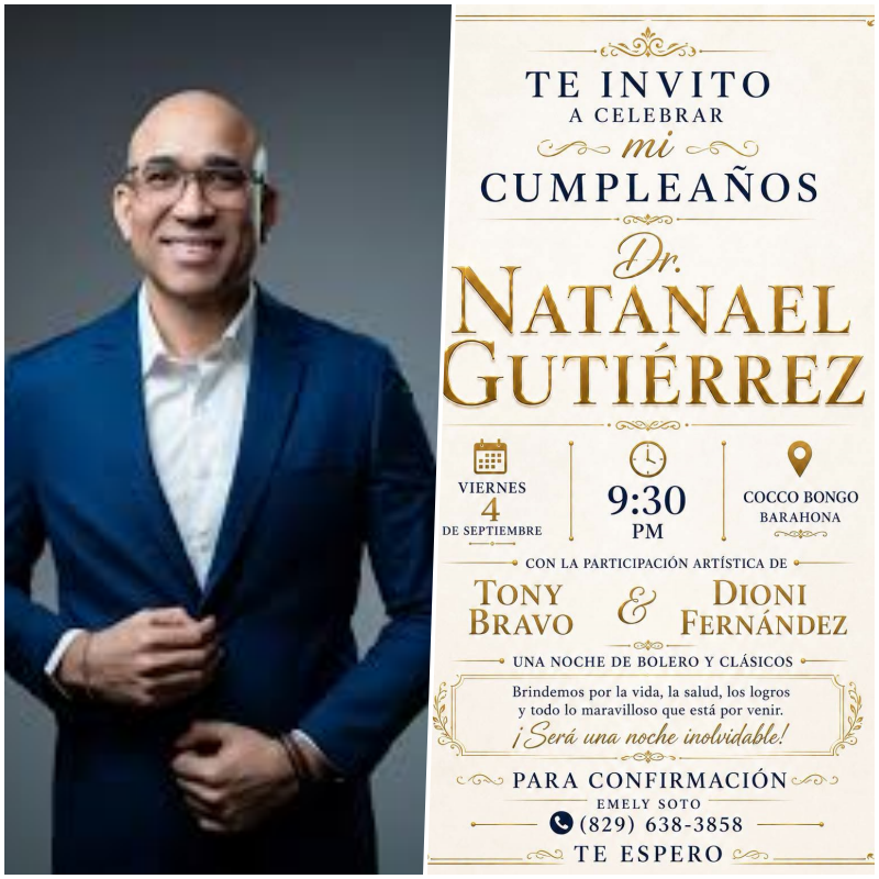 El doctor Natanael Gutiérrez celebrará su cumpleaños con una noche de bolero y clásicos en Barahona