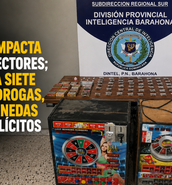 La Policía detuvo a siete personas y ocupó drogas, tragamonedas, cigarrillos de contrabando y ron adulterado durante operativos en Barahona.