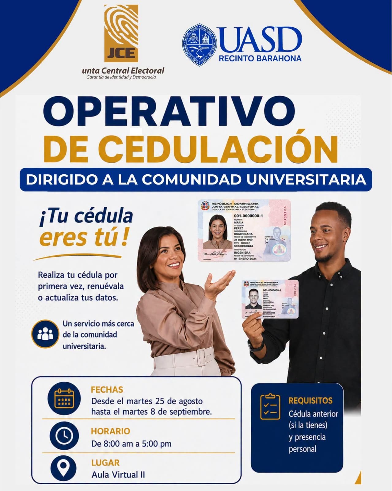 UASD Recinto Barahona y JCE realizarán operativo de cedulación para la comunidad universitaria
