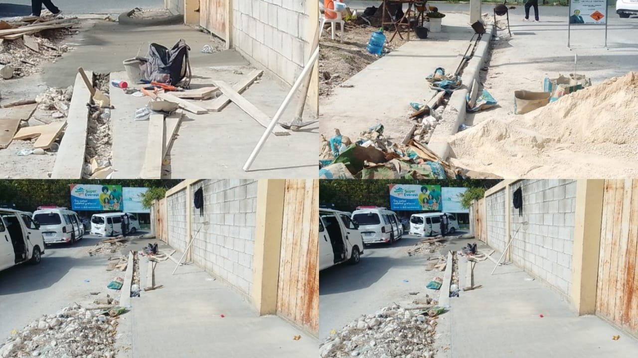 ¡VILLA CENTRAL AVANZA! Alcaldía continúa trabajos de construcción de aceras y contenes en la prolongación de la avenida Luperón
