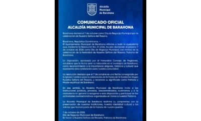Barahona tendrá Día de Regocijo Municipal el 7 de octubre