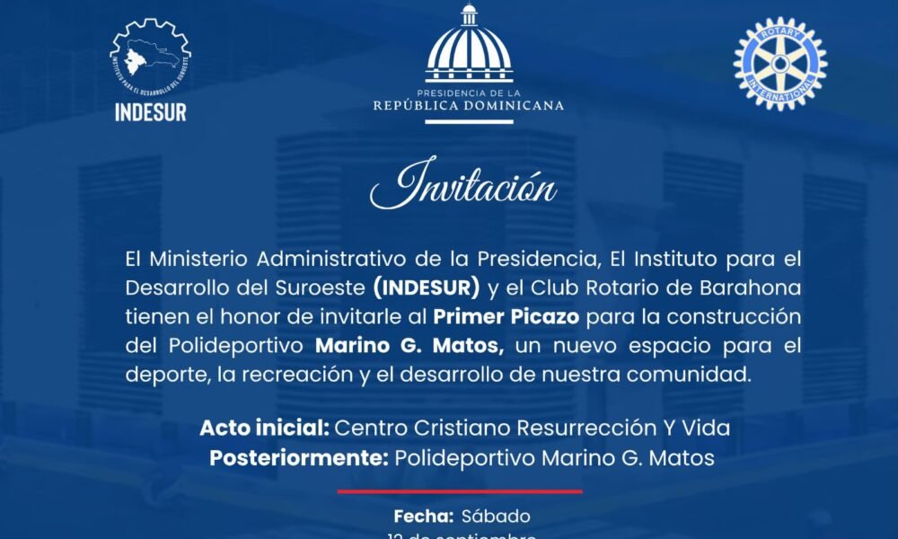 Anuncian primer picazo para construcción del Polideportivo Marino G. Matos en Barahona