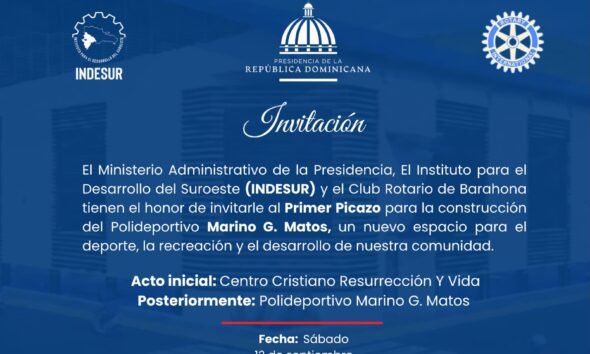 Anuncian primer picazo para construcción del Polideportivo Marino G. Matos en Barahona