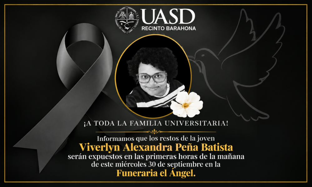 Los restos de Viverlyn Alexandra Peña Batista serán expuestos este miércoles 30 de septiembre en la Funeraria El Ángel, en Barahona.