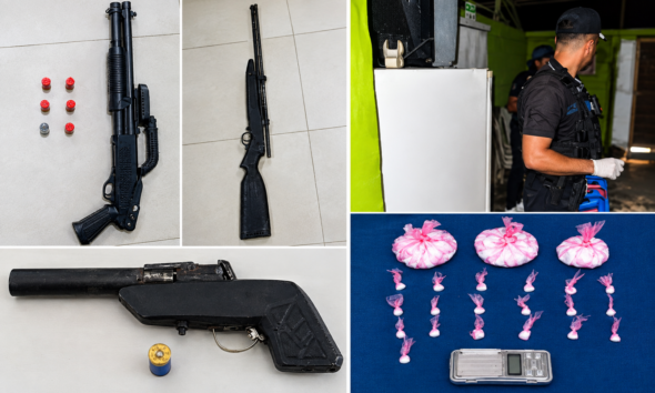 La Policía ocupó tres armas de fuego y 268 gramos de drogas durante allanamientos en Barahona, con apoyo de la DNCD y el Ministerio Público.