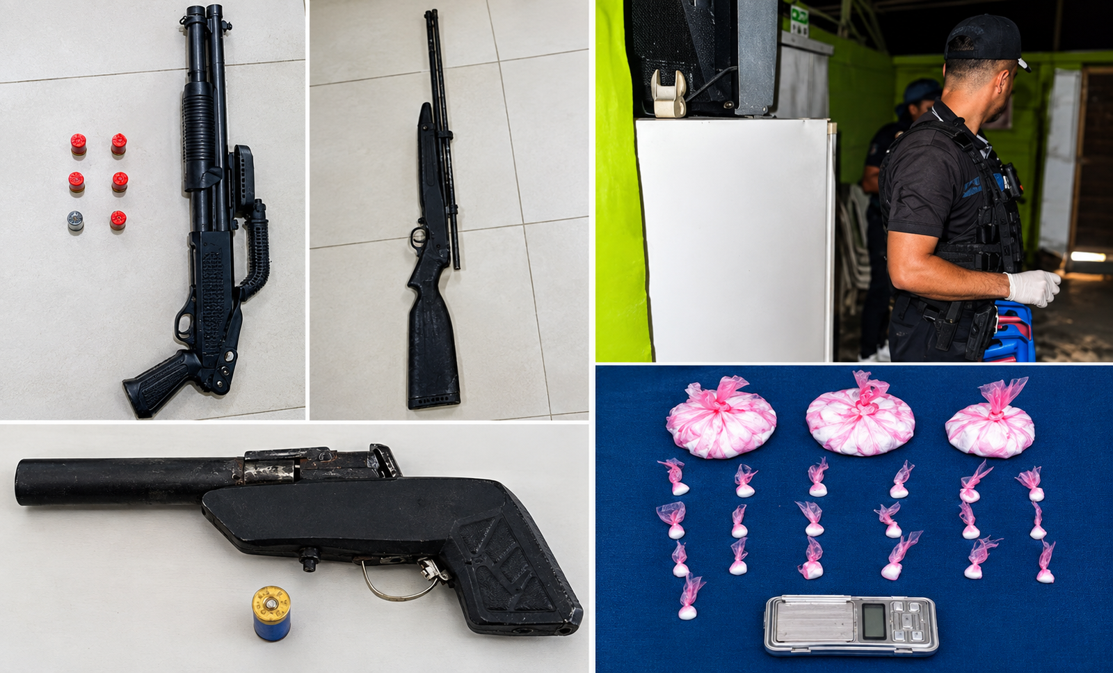 La Policía ocupó tres armas de fuego y 268 gramos de drogas durante allanamientos en Barahona, con apoyo de la DNCD y el Ministerio Público.